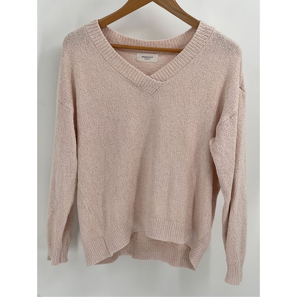 Opaque Clip Tokyo Sweater Women's Size Medium Light Pink V Neck Long Sleeve